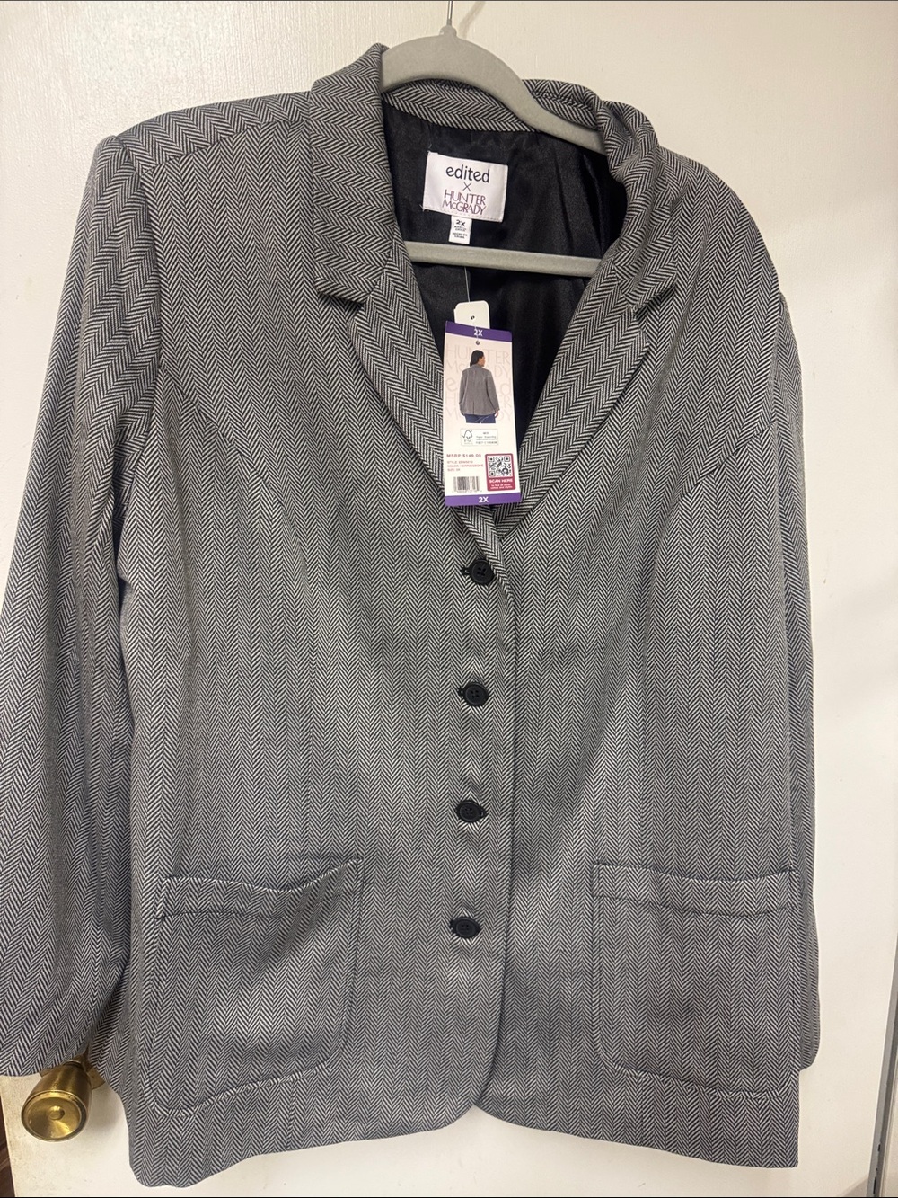 Edited Classic Gray Herringbone Women's Blazer